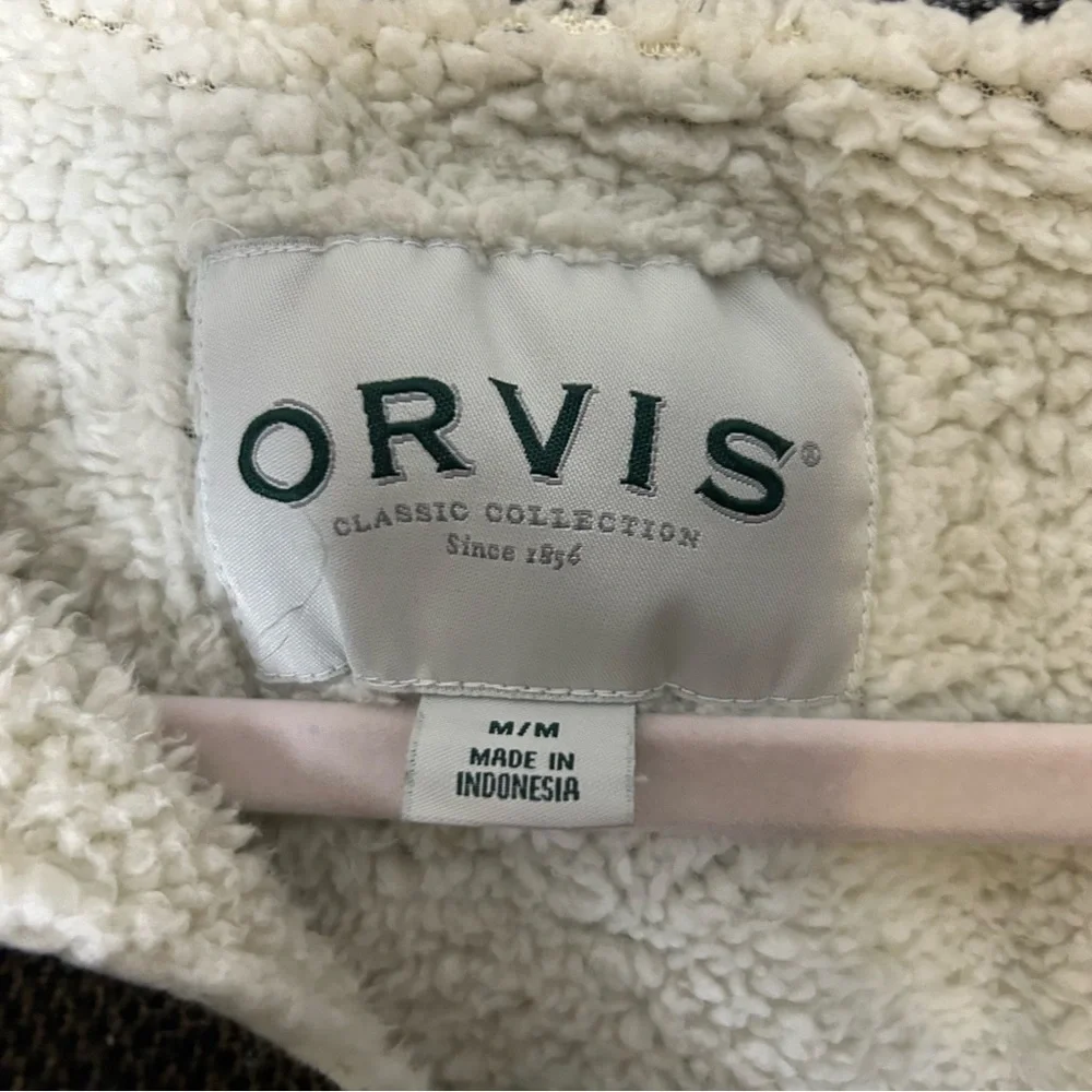 Orvis Men's Dark Brown/Olive Sherpa-lined 1/4 Zip Pullover